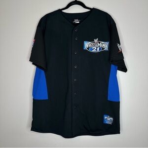 AUTHENTIC BLK WWE WRESTLEMANIA 21 XXI BASEBALL JERSEY STAPLE CENTER 2005 SIZE L